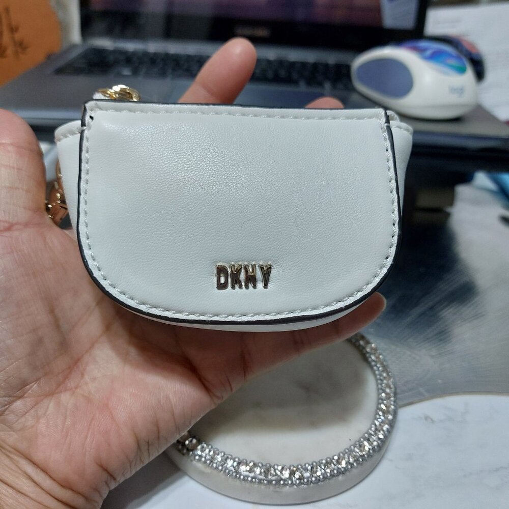 DKNY Clip On Handbag Keychain Mini Bag Coin Purse Pouch Smooth Leather Style 2